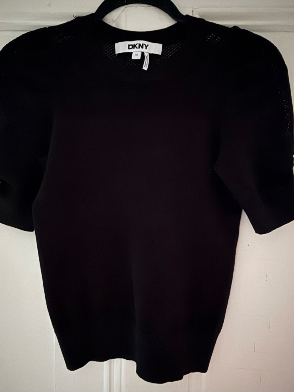 DKNY Black Short Sleeve Crewneck Knit Top XS